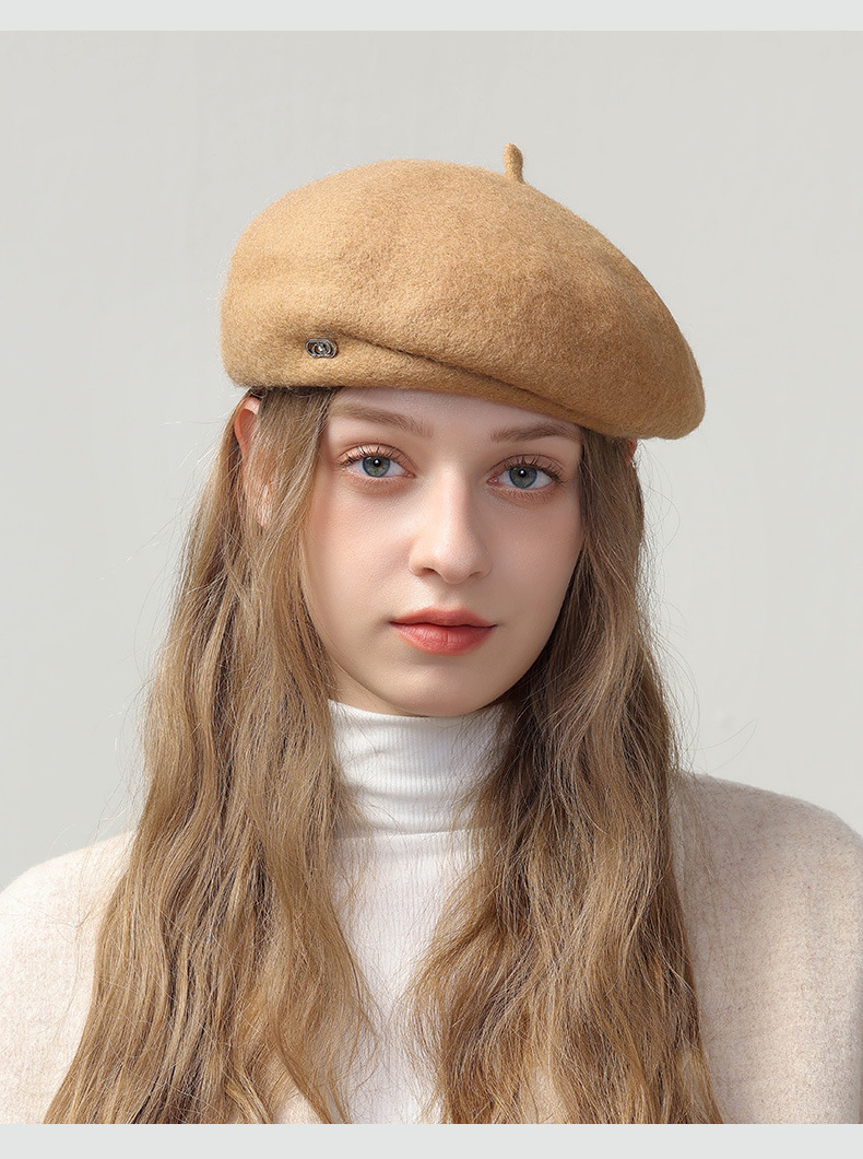 New Hat Japanese British Retro Wool Beret Women's Autumn And Winter Painter Hat Show Face Small Korean Version Versatile Warm Hat_voghion.com