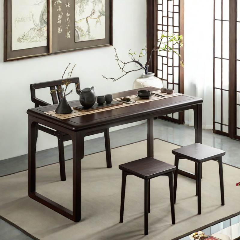 Nuevo estilo chino de madera sólida mesa de té silla combinación casera balcón Zen mesa de té sala de té mesa de té oficina pequeña mesa de té