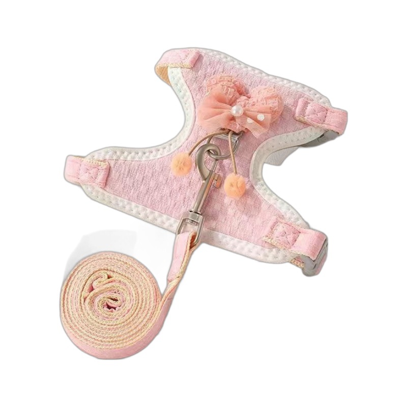 Nuevo lazo lindo, espalda en el pecho, correa para gatos y perros, chaleco ajustable, correa para el pecho para mascotas, correa para pasear al por mayor