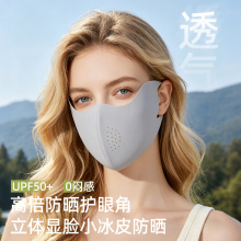 防晒口罩女防紫外线无痕护眼角冰丝面罩锦纶薄透气3D立体软骨支撑