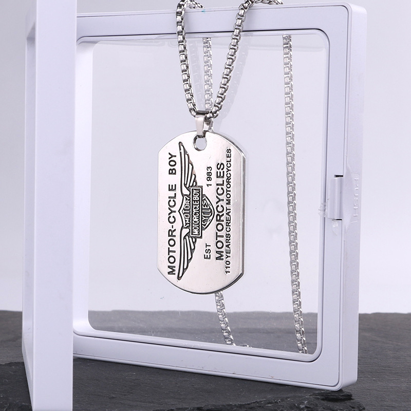 Necklace Men's Trendy MOTOR Military Brand Hip-Hop Men's Korean Style Distinctive Woolen Chain Accessories Men's Pendant Alloy Pendant