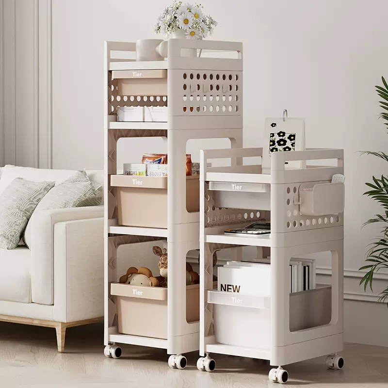 家居置物架可移动小推车零食收纳架多层书桌下卧室放置神器滑轮柜