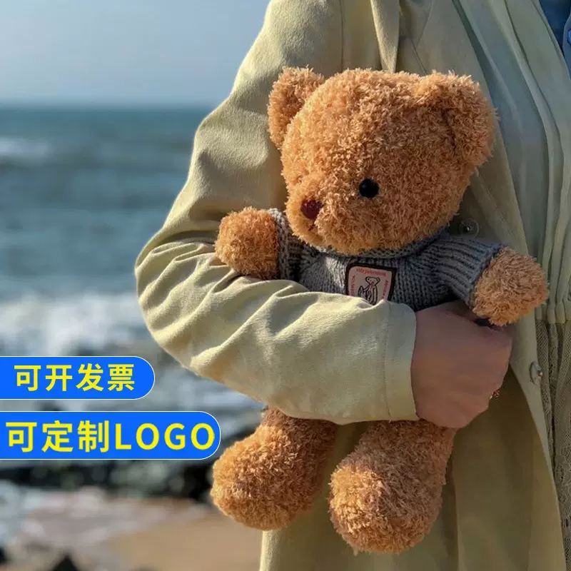 毛衣小熊公仔毛绒玩具批发泰迪熊玩偶布娃娃厂家外贸定制logo穿衣