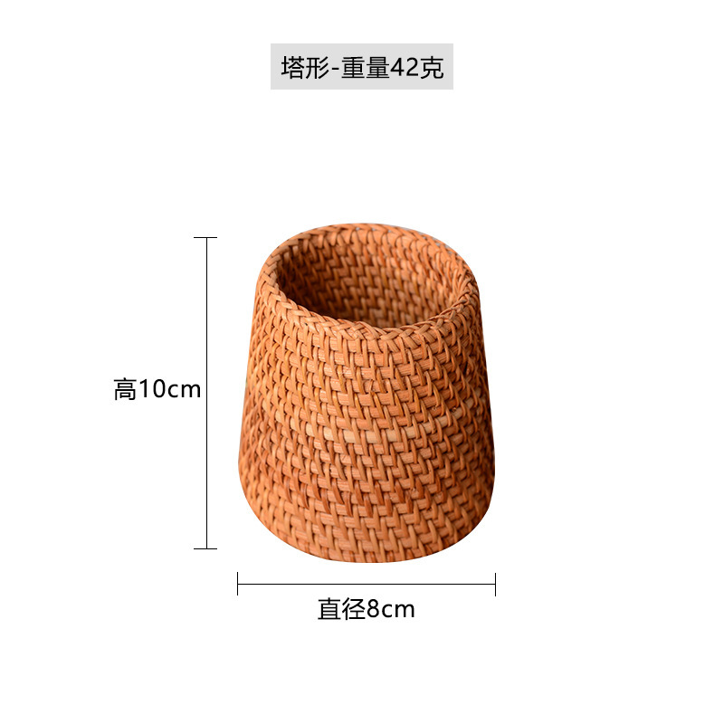 ベトナム秋藤編蓋置茶漏れカップマット茶道部品オフィス収納ケース防かび実木円形挿し木|undefined