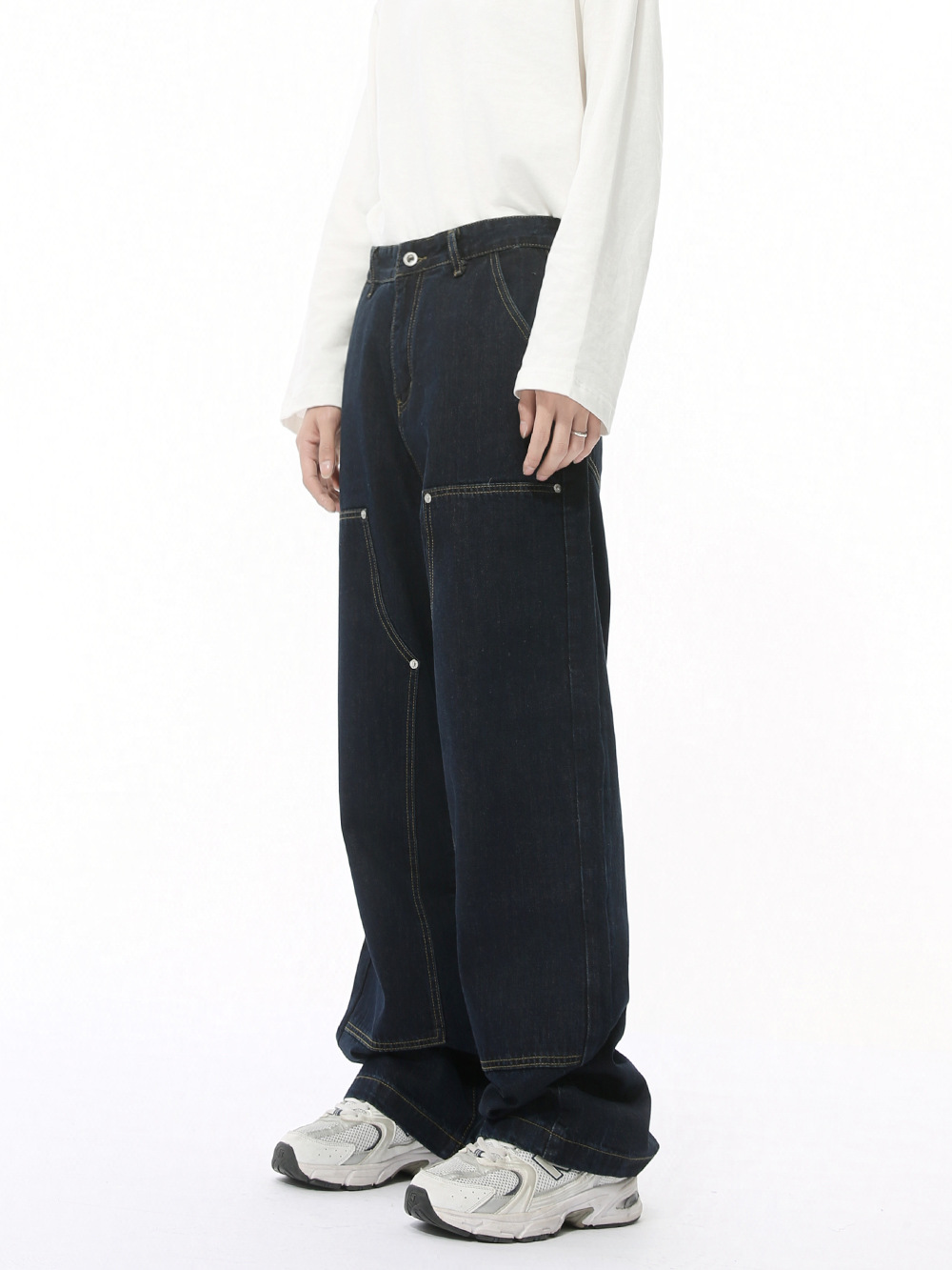 MTLCLOTHES Hombres| Nuevos productos de cuatro estaciones coreanos simplificados de descomposición de lavadoras jeans casuales sueltos