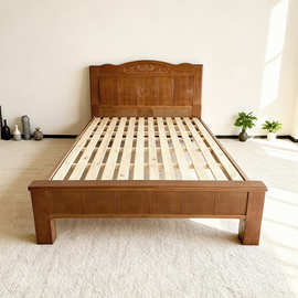 厂家直销新中式实木床家用主卧1米8双人床中古1.5简约大床