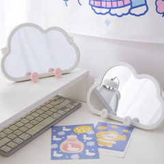 Cute Cloud Makeup Mirror, Creative Wall-mounted or Freestanding High-definition Makeup Mirror for Student Dorms, Portable Desktop Vanity Mirror