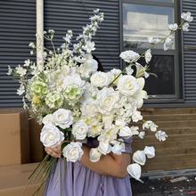 白色系新款仿真花婚庆婚礼舞台玄关摆件装饰假花户外摄影拍摄假花