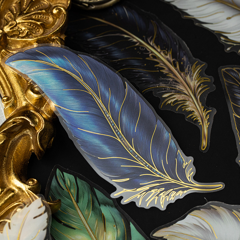 El lenguaje ocio pet estampado pegatinas bolsas de plumas de la serie de plumas creativas pegatinas decorativas