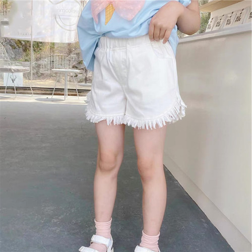 Women's denim shorts summer new baby girl shorts versatile loose middle and large children's outdoor wear versatile three-quarter pants