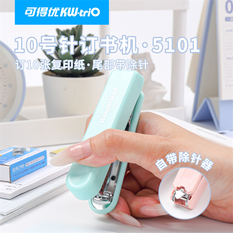 Disponible 5101 Mini Cute 10 grapadora pulgar prensa 10 páginas de papelería estudiantil grapadora