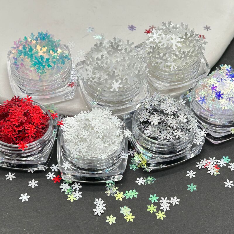 Sparkling Snowflake Sequins 4mm White Small Nail Art Decorations DIY Handmade Christmas Toy Filling Materials Iridescent