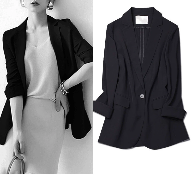 [Спот] большой размер женский костюм ранней весны повседневный OL девятиточный рукав костюм жирный мм куртка с пуговицами 21801