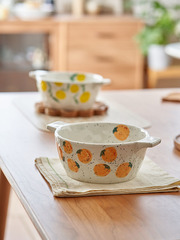 Ceramic double-eared soup bowl large bowl household noodle bowl salad bowl high-end large snail noodle bowl Instagram style