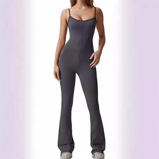 2023 transfronteriza Amazon nuevo apretado pantalones de mono de costura de color sólido europeo y americano