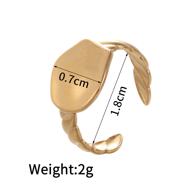 Stone-Free Inlay Material PVD Coated Real Gold Plated Four Leaf Clover Heart Shape 304 Stainless Steel Retro Waterproof Non Tarnish Open Rings