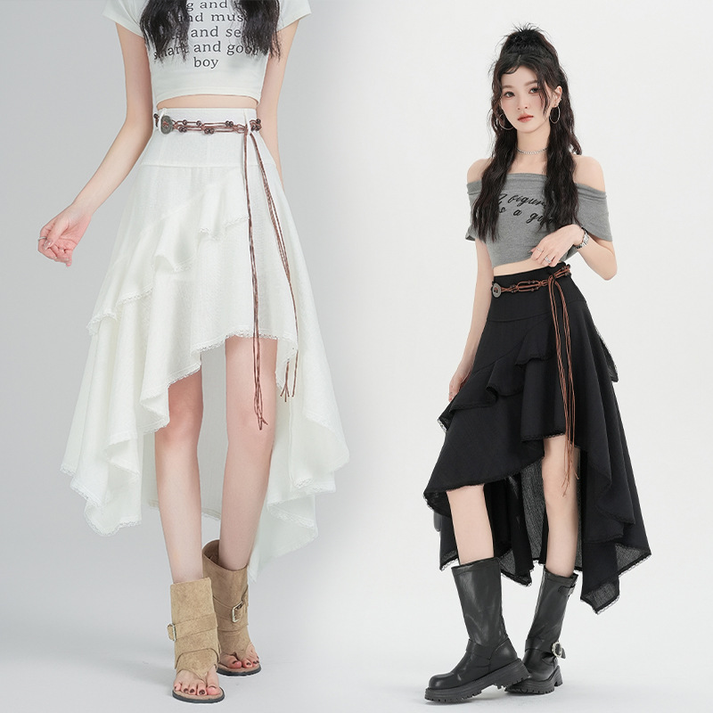 Gorgeous White Half-Skirt for Women, Spring Irregular A-Line Skirt, Vacation Style High-Waisted Flared Skirt, 2026 New Model Gorgeous White Half-Skirt for Women, Spring Irregular A-Line Skirt, Vacation Style High-Waisted Flared Skirt, 2026 New Model