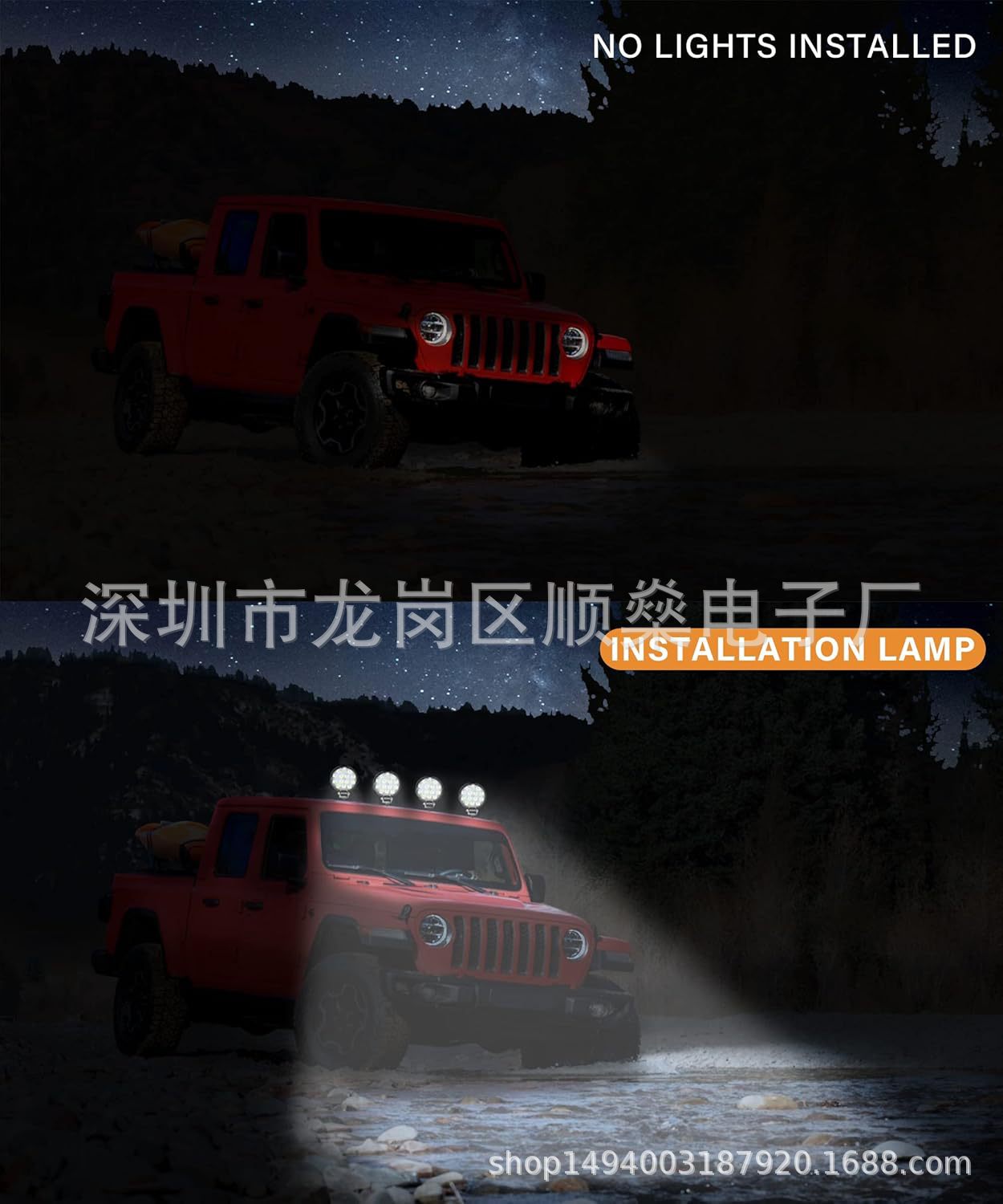 Cross-Border Car Led Spotlight 14 Beads 42W Round Car Front Bumper Light Forklift Light Off-Road Vehicle Work Light Inspection Light