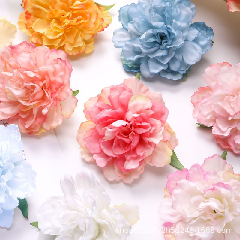 Artificial Flower with Burnt Edges, Peony Fake Flower DIY Handmade Materials, Head Flower, Corsage, Hair Accessory, Hairpin Flower, Home Wedding Decoration
