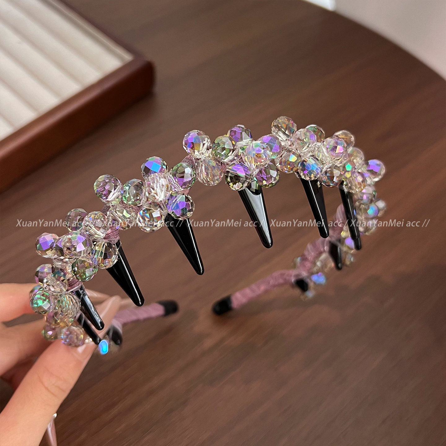 Pink wrapped colorful crystal flowers