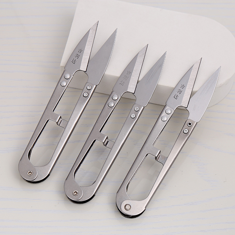 不锈钢纱剪剪线头弹簧线剪十字绣U型剪缝纫剪不锈钢纱剪线头剪刀