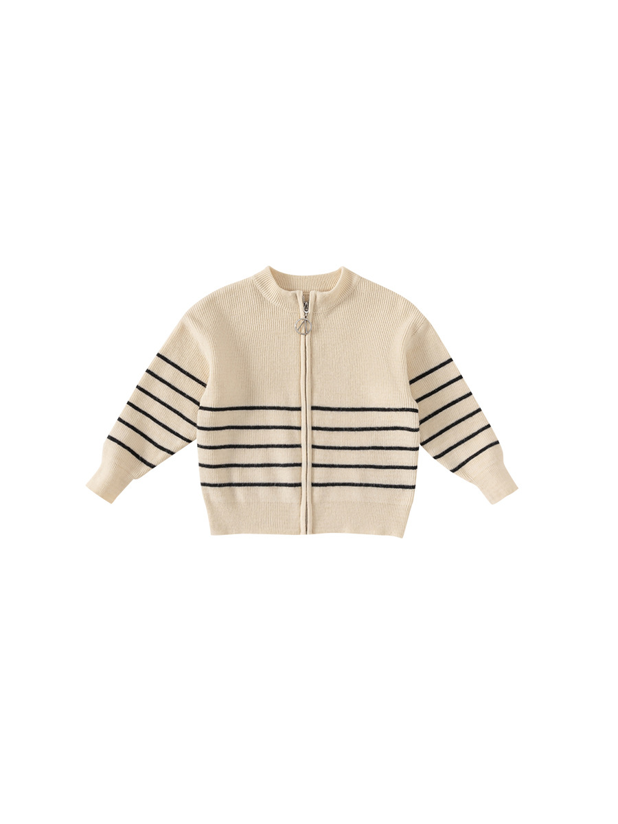 Yubao ropa para niños suéter rayado abrigo primavera y otoño nuevo chico coreano cremallera casual jersey