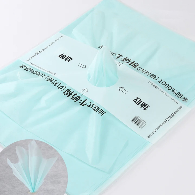 Material de forro de papel de algodón de leche extraíble para envolver flores, embalaje impermeable para floristerías, forro de ramo de algodón de leche.