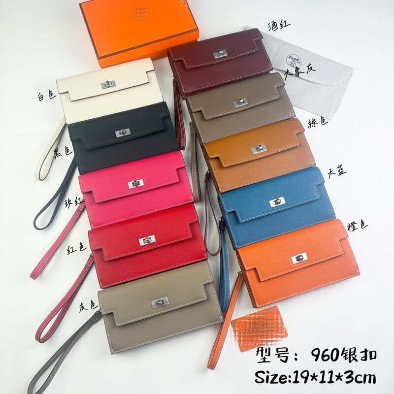 2025 New Style Handbag Cowhide Kelly Wallet European and American Style Palm Print Cowhide Clutch Long Wallet Exquisite Women's Bag with H Buckle