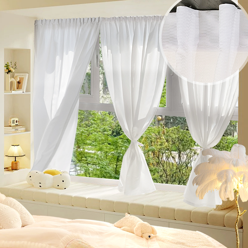 ✅ Translucent but Not See-Through Privacy Window Screen Curtain with Velcro Installation, White Phantom Screen Curtain for Balcony, Bedroom, Rental House