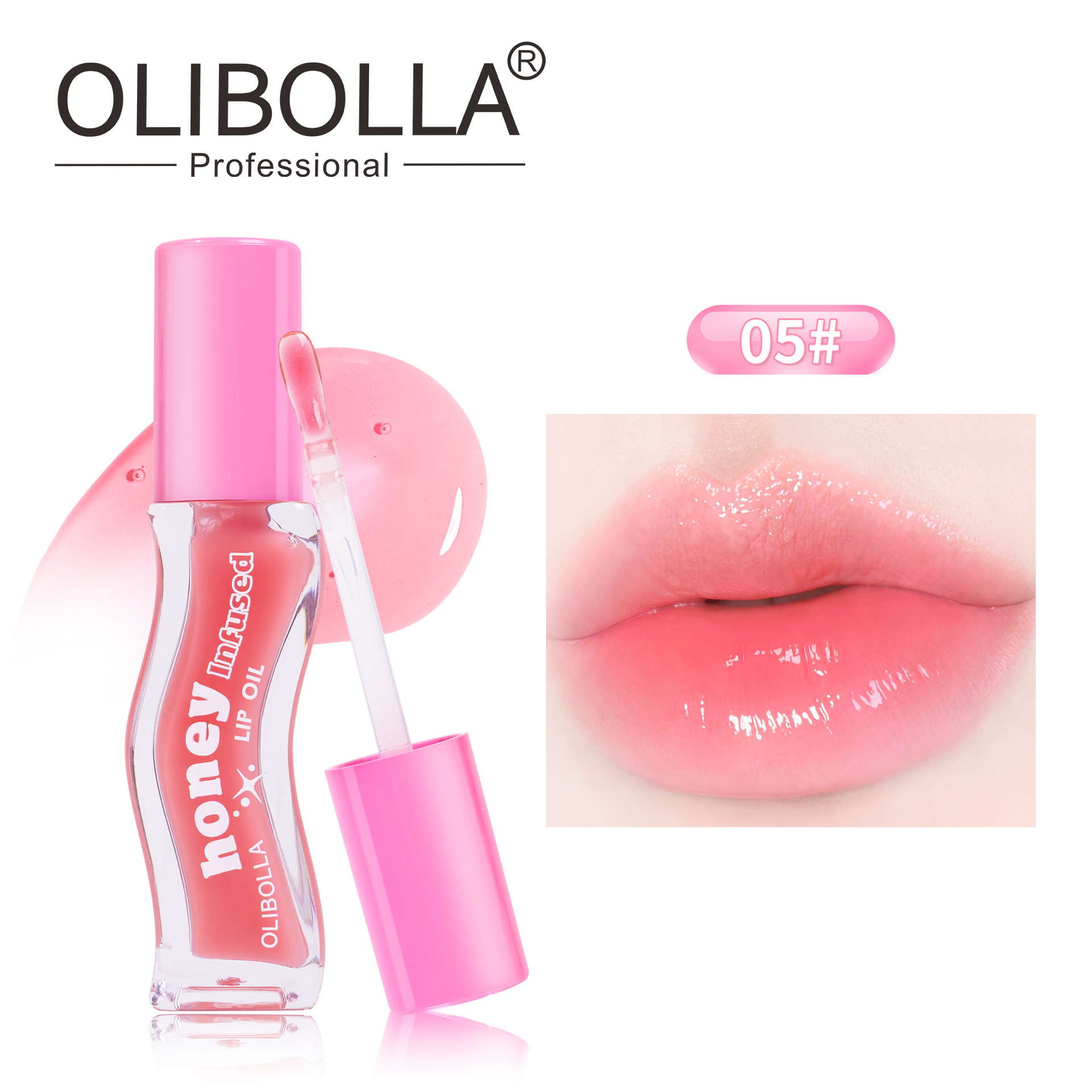 Brillo Labial de Gel con Espejo de Cristal OLIBOLLA, Aceite Labial Antiadherente, No se Desvanece Fácilmente, Brillo Labial al por Mayor, Brillo Labial Voluminizador