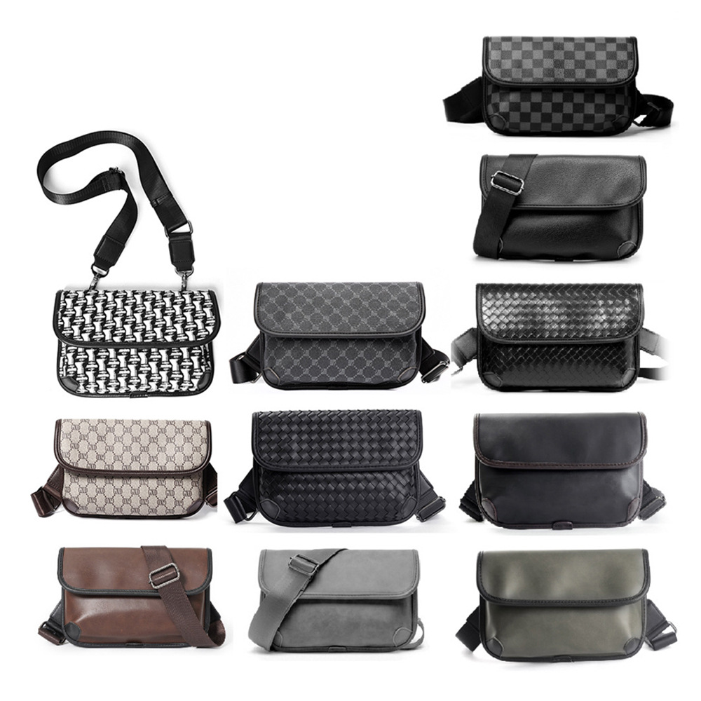 Factory wholesale of new men's casual crossbody bags, multifunctional small pouches, PU leather chest bags, waist bags, trendy men's shoulder bags