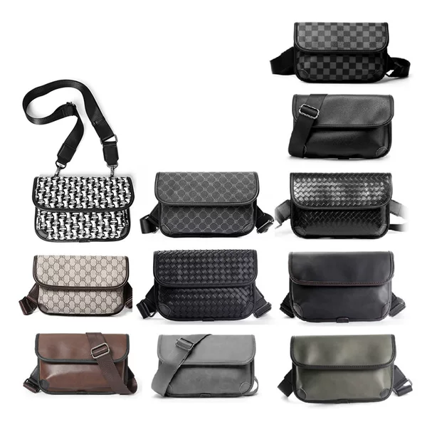 Factory wholesale of new men's casual crossbody bags, multifunctional small pouches, PU leather chest bags, waist bags, trendy men's shoulder bags