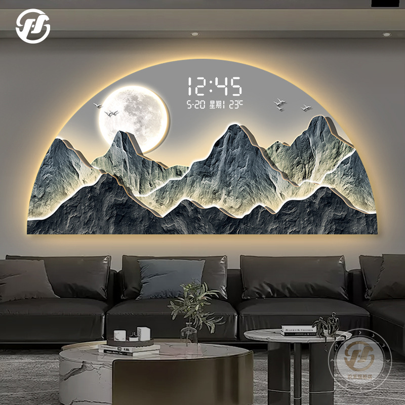 Atmosfera paisaje sala de estar pintura de decoración lujosa ligera buena significación detrás de la columna colgante pantalla digital electrónica pintura de lámpara de sala de té dormitorio