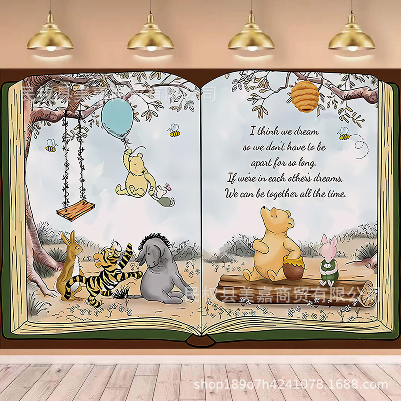 Hot Selling Cross-Border Winnie the Pooh Theme Background Cloth Newborn Shower Party Layout Scene Studio Supplies