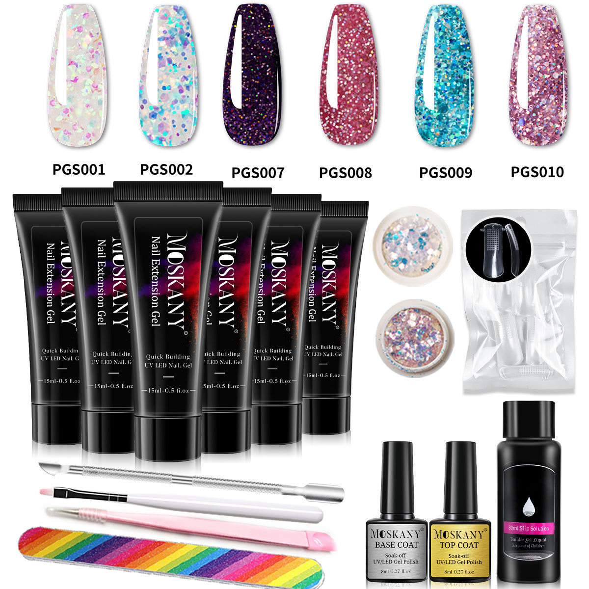 Transfronterizo caliente 15ml pegamento de extensión de uñas brillo molde de uñas cepillo de uñas pegamento de extensión de cristal conjunto de pegamento de cristal