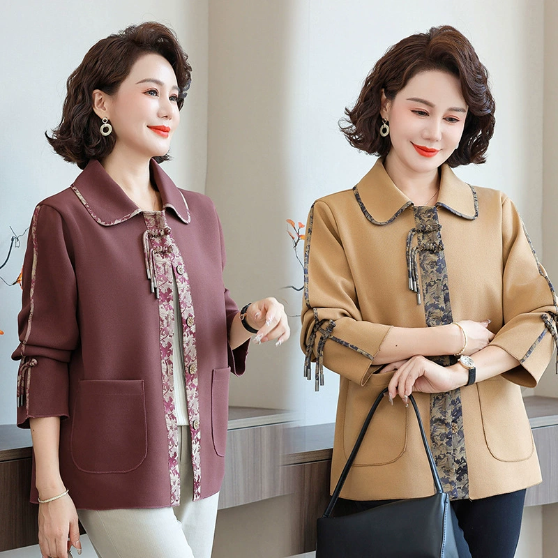 Модное тренчкот в новом китайском стиле, осенний наряд для мамы 2025, куртка для весны и осени, верхняя одежда для женщин среднего возраста