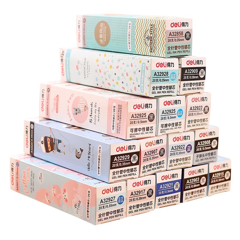 Deli 0.5 Full Needle Tip Gel Pen Student 0.38mm Refill 1.0 Office Signature Pen 0.7 Pen Refill 0.35 Batch