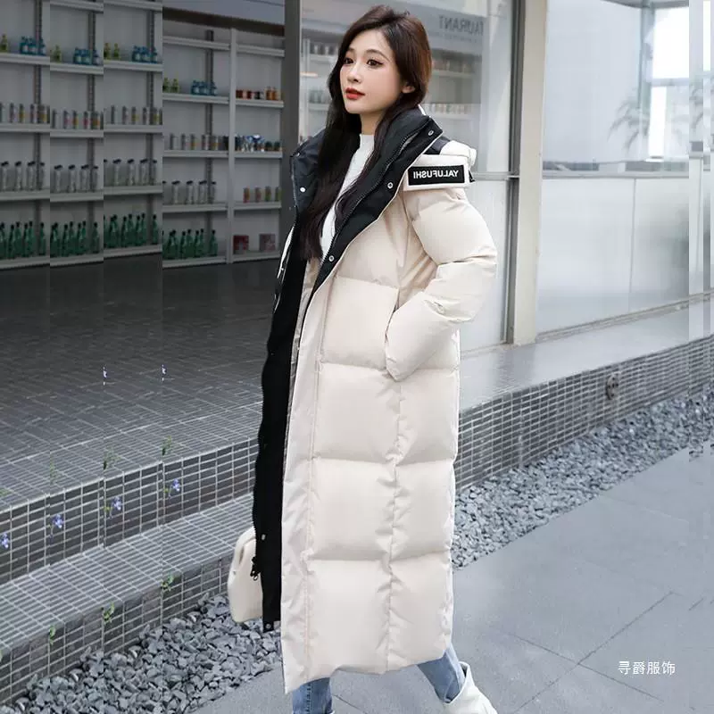 撤柜外贸羽绒服女中长款2024新款冬过膝长款白鸭绒加厚外套潮