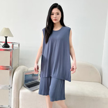女夏薄莫代尔背心短裤家居套服柔软舒适加肥加大码可外穿背心短裤