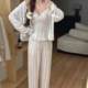 JIEAINA comes with bra pure wind three-piece set WD211# solid color cotton modai pajamas can be worn outside home clothes