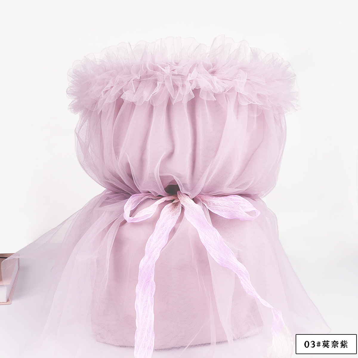 Fábrica de fiestas de flores al por mayor falda de flores empaquetado de malla de moda de color sólido ramo empaquetado de material de florista de cortina de hilo