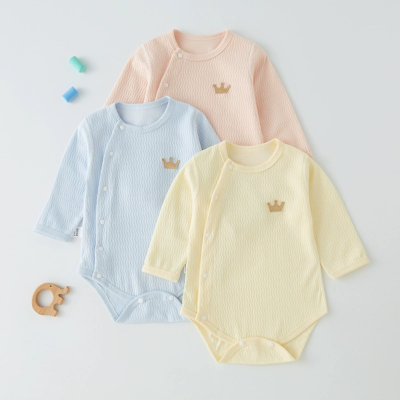 Overall for new born, demi-season cotton children's bodysuit, spring long-sleeve for baby