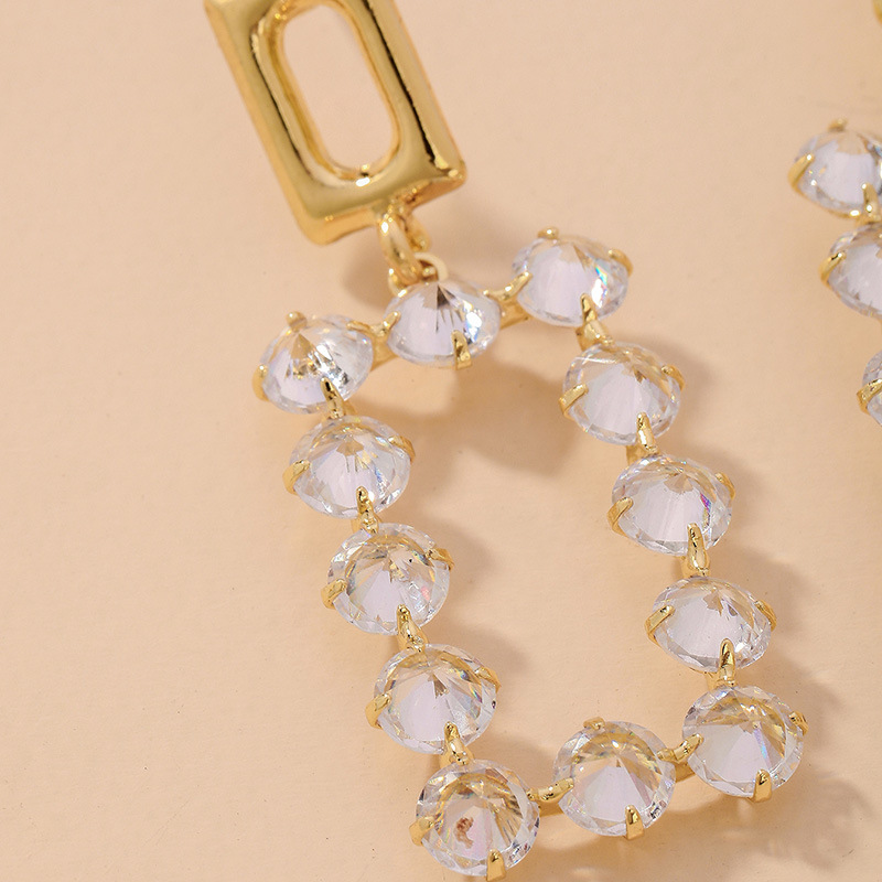 Vente En Gros Bijoux Boucles D&#39;oreilles Pendantes En Cristal Rectangulaire Creuse Nihaojewelry display picture 5