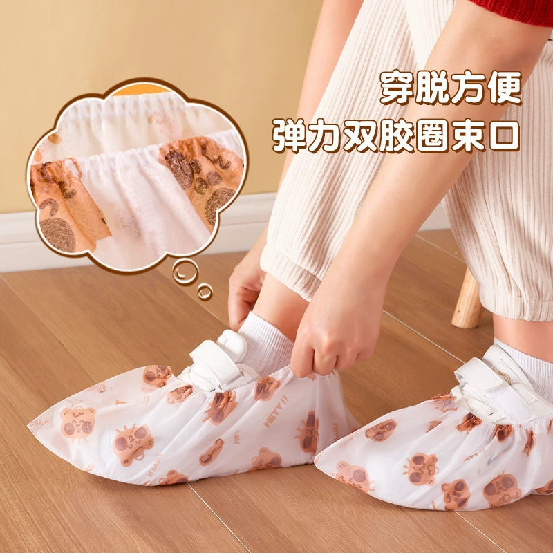 使い捨て靴カバー厚い屋内肥厚家庭用漫画プリント耐摩耗性滑り止め通気性非脱着性不織布靴カバー|undefined
