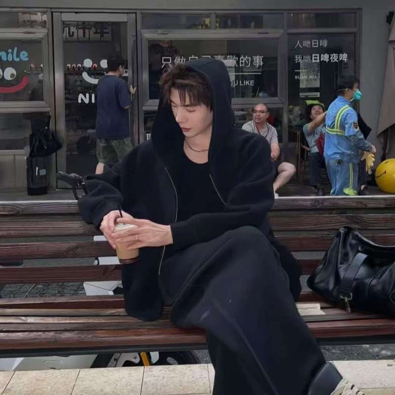 云净轻熟男女同款休闲连帽套装时尚情侣简约宽松重磅两件套潮卫衣|undefined