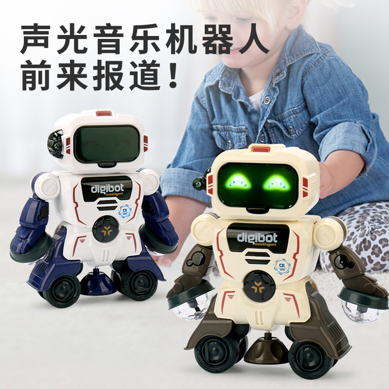 Robot de baile eléctrico transfronterizo juguetes de luz música tecnología robot giratorio juguetes para niños al por mayor