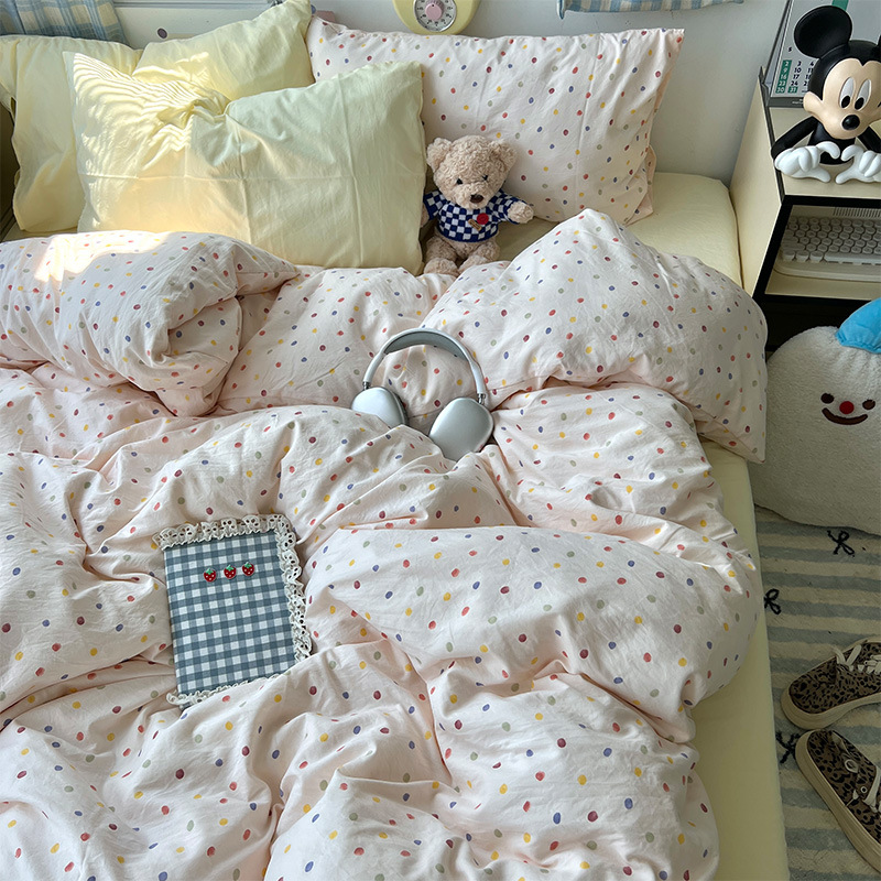 Clase A ropa de cama desnuda para dormir cuatro piezas de algodón lavado con agua sábanas de aire cubierta de cama de grado madre y bebé dormitorio de tres piezas