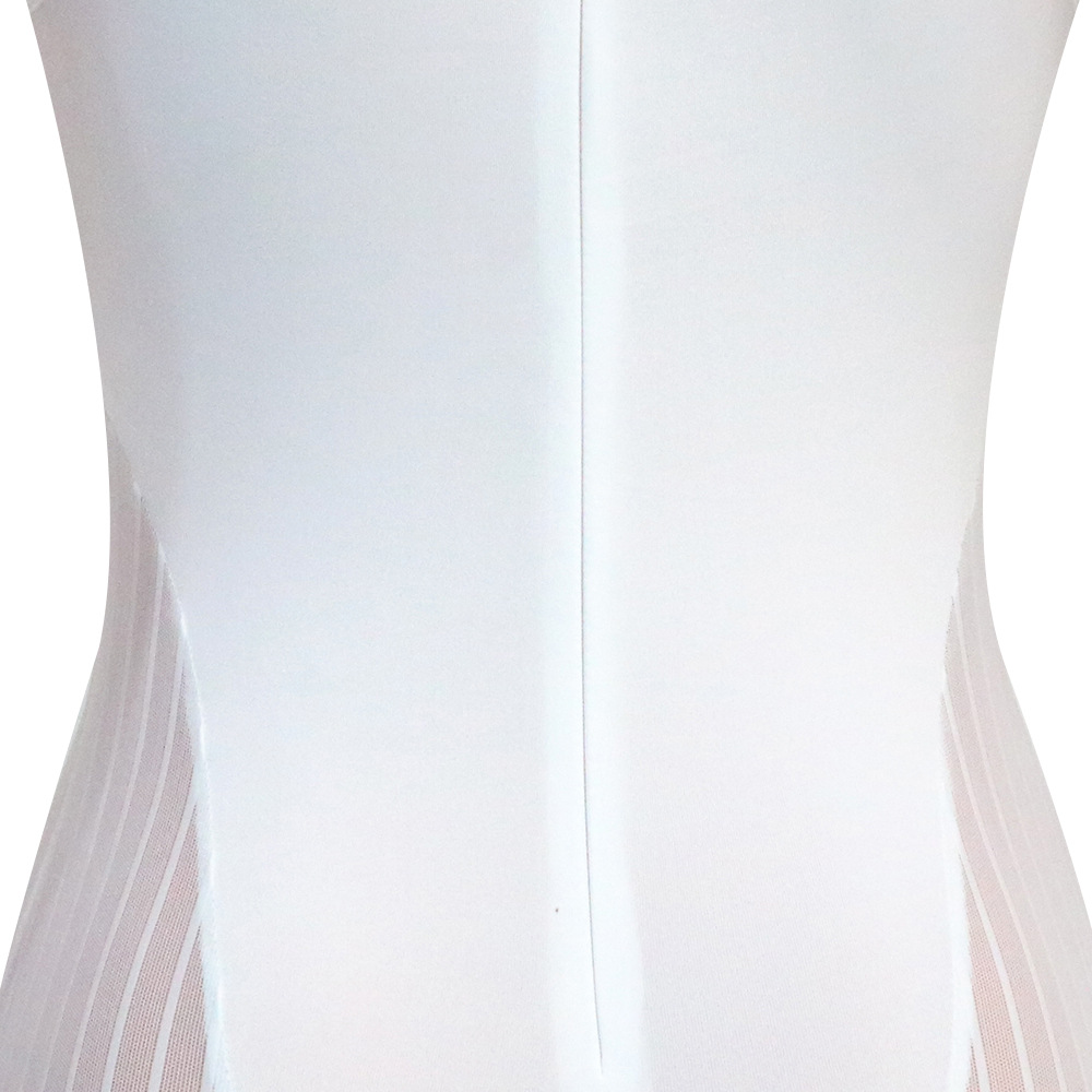 Sexy Bold Stripes Mesh See-through Sleeveless round Neck Jumpsuit for Women