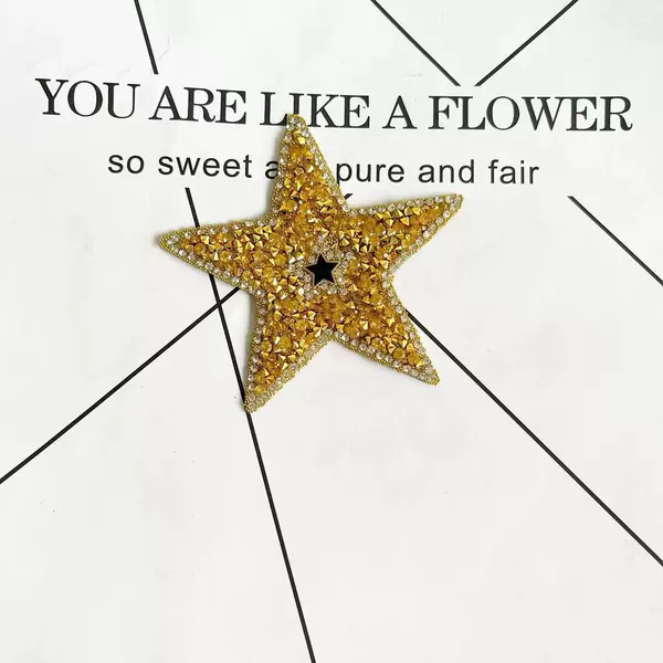 Golden resin rhinestone five-pointed star 8 cm