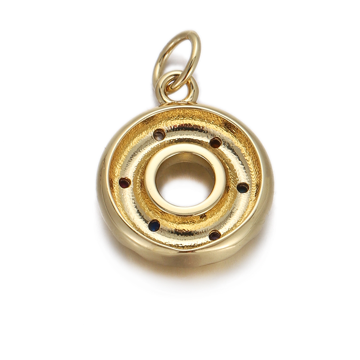 4g Weight Pendant Jewelry Making Type Gold Plated Plating Material Zircon Inlay Material 1 Piece Quantity Holiday Occasion Copper Material Donuts Pattern Women's Gender Enamel Design Simple Style Style 1 Piece Copper Zircon Gold Plated Donuts Pendant 12